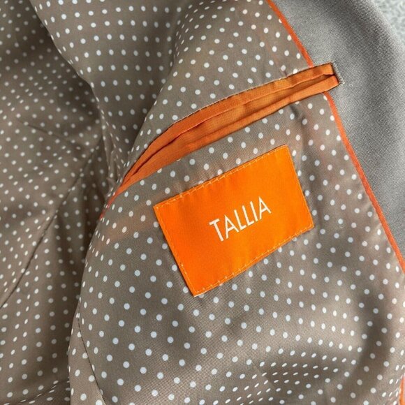 Mens Tallia 38R Gray Wool Blazer Jacket With Polka Dot Lining 0168 - Picture 4 of 11